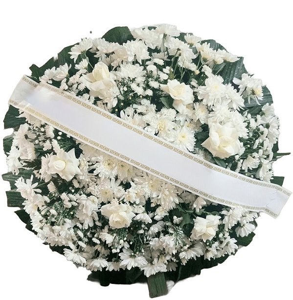 Coroa de Flores para Velório Simples - Branca