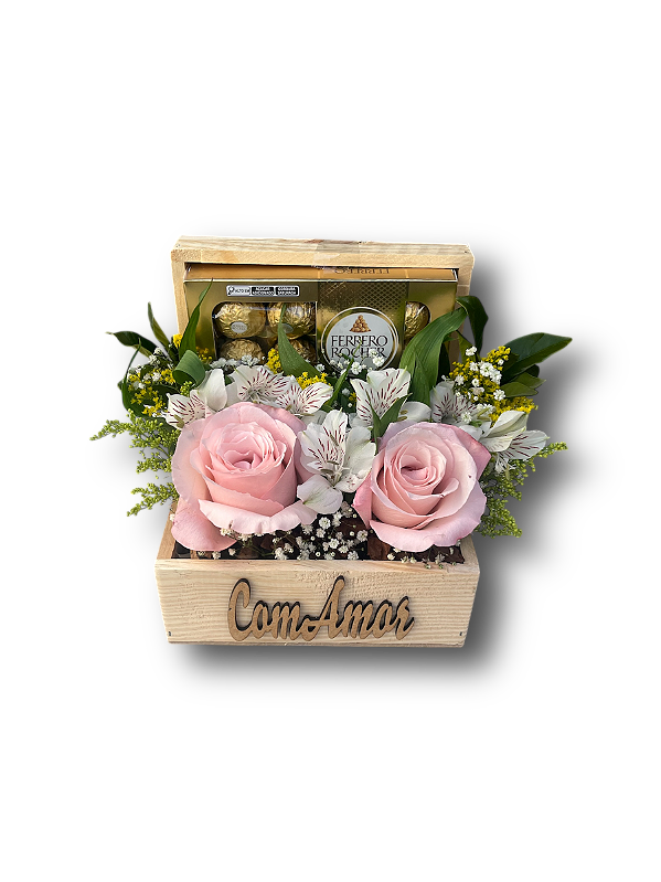 Bau Com Rosas e Astromélias com Ferrero Rocher