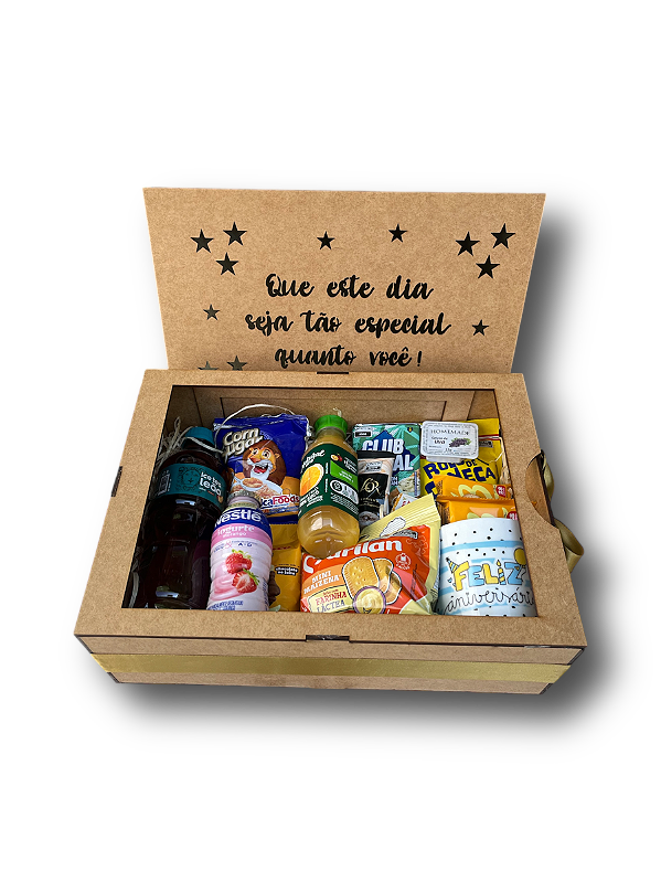 Cesta de Café da Manhã Caixa Feliz Aniversário