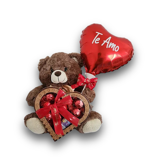 Doce Amor - Urso de Pelúcia com Chocolates e Balão