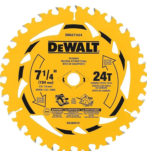 LAMINA SERRA CIRCULAR 7-1/4IN 24 DENTES - DWA271424
