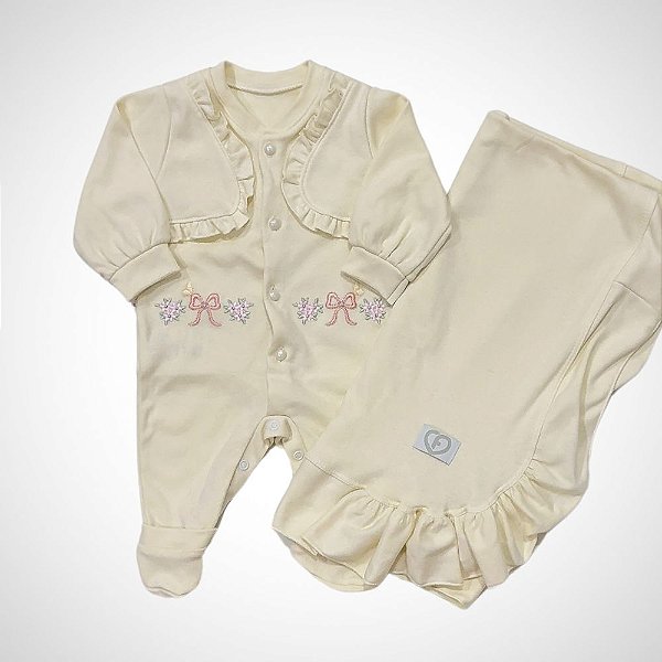 Saída Maternidade 2 Peças Heloá Marfim natural