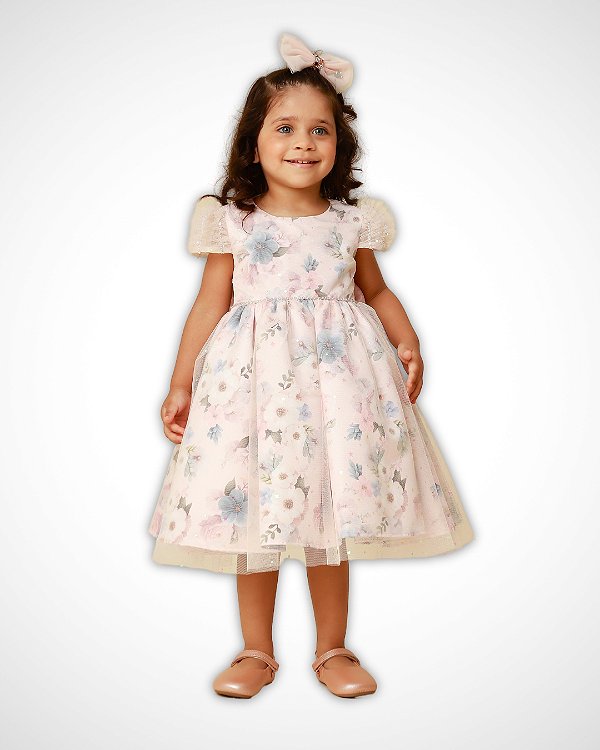 Vestido Estampado com Tule de estrelas Cattai