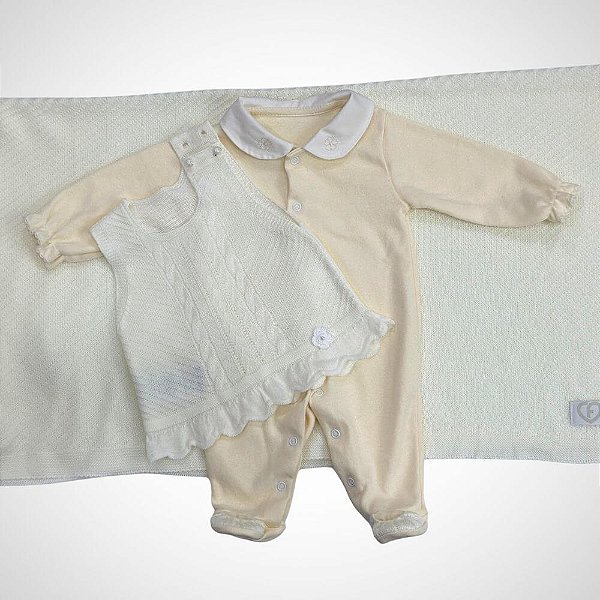 Saída Maternidade 3 peças Valentina Marfim Natural