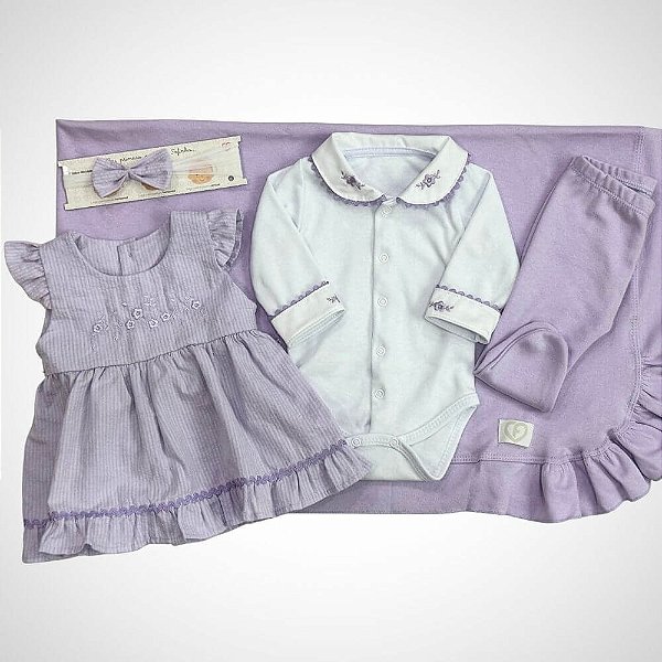 Saída Maternidade 5 peças Mariah Lavanda