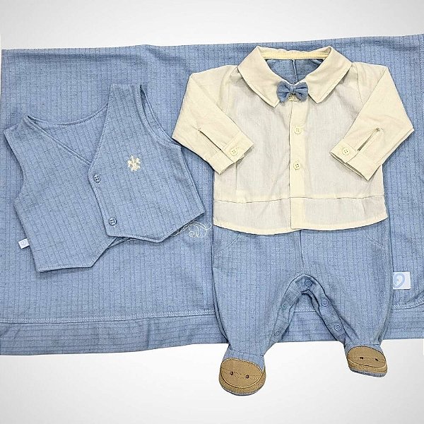 Saída Maternidade 4 peças Gael Azul Blue Sky