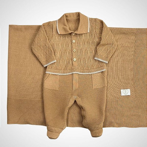 Saída Maternidade 2 peças Heron Caramelo