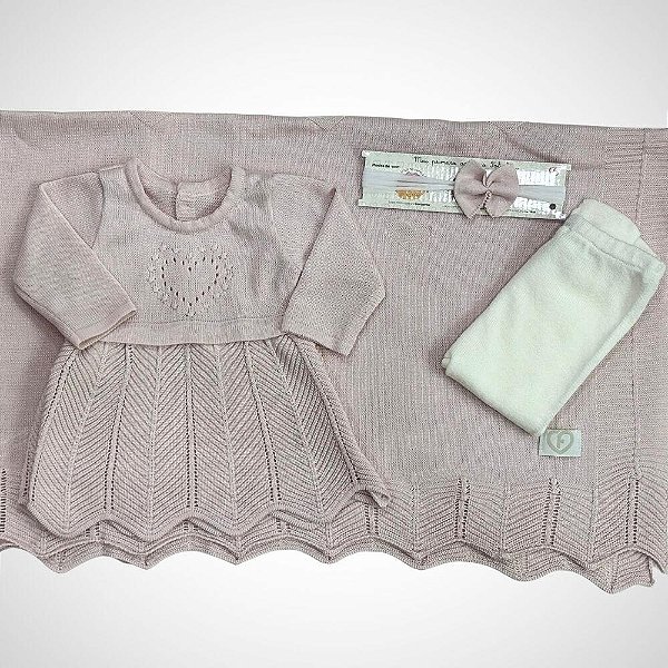 Saída Maternidade 4 peças Carmem Rosa Pastel