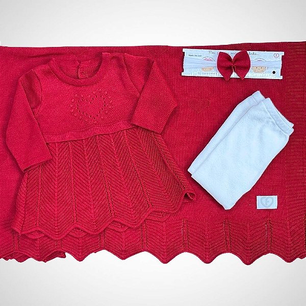 Saída Maternidade 4 peças Carmem Vermelho Red Nigth