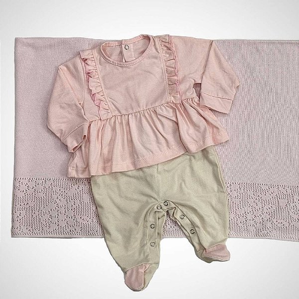 Saída Maternidade 2 peças Enxoval Criação Rosa