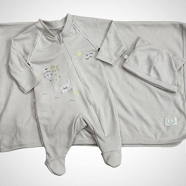 Saída Maternidade 3 peças Bebezinho Cinza