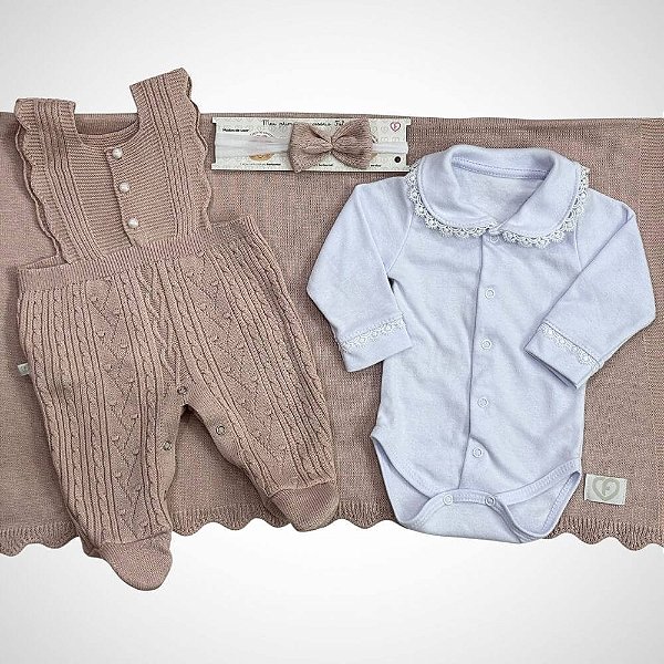 Saída Maternidade 4 peças Luana Nude Una