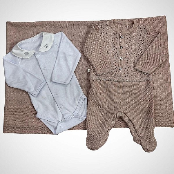 Saída Maternidade 3 peças Clara Nude Una