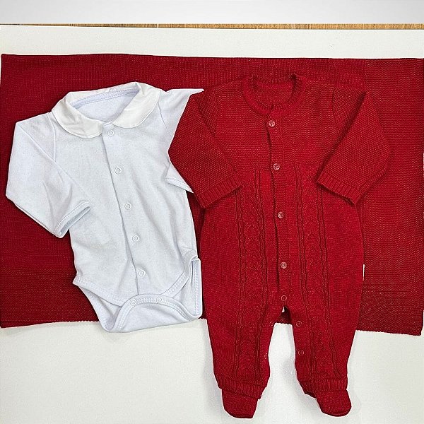 Saída Maternidade 3 peças Baby Fofinho Vermelho Red Night
