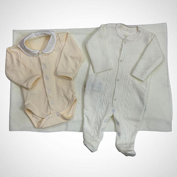 Saída Maternidade 3 peças Baby Fofinho Marfim Natural