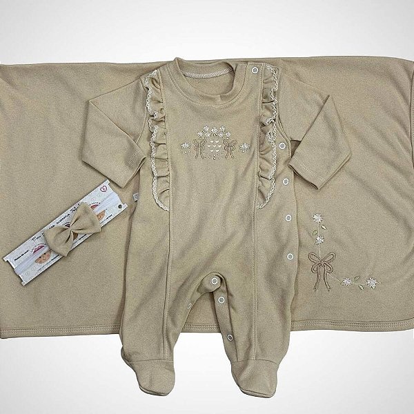 Saída Maternidade 3 peças Camile Bege Ninive