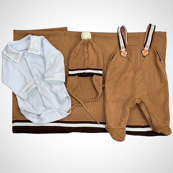 Saída Maternidade 4 peças Fabinho Caramelo