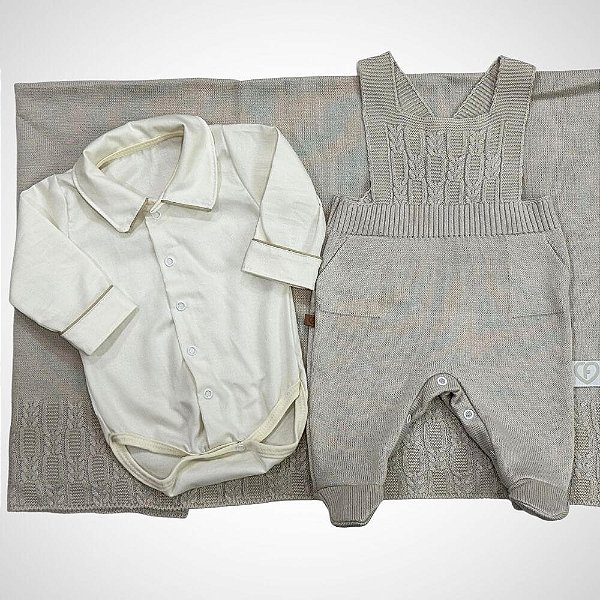 Saída Maternidade 3 peças Bernardo Bege Centeio