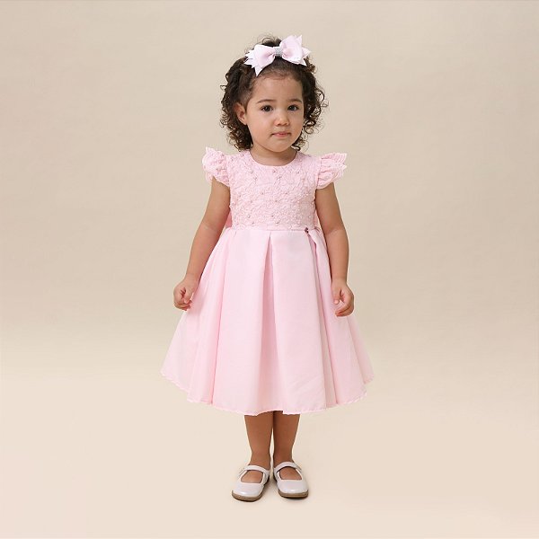 Vestido Rosa Com Bordado E Pérolas Luxo Festa Cattai