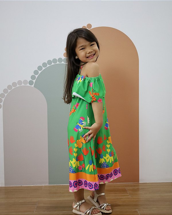 Vestido barrado verde