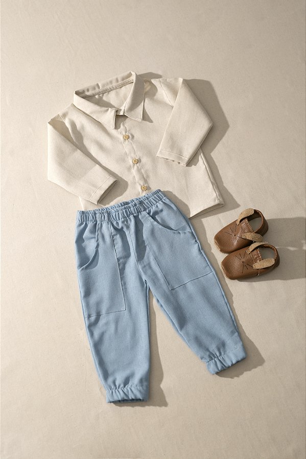 Calça Infantil Pinguin Linho - Safira