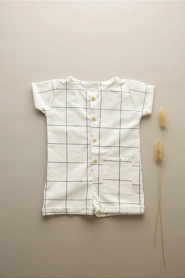 Macacão Curto Pinguin GRID - OFF WHITE