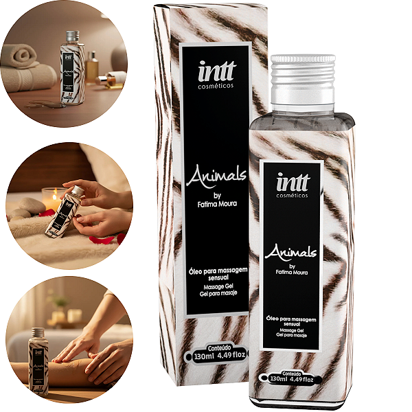 Óleo Corporal Sensual Afrodisíaco Animals 150ml – Massagem Íntima, Vitamina E e Óleo de Amêndoas