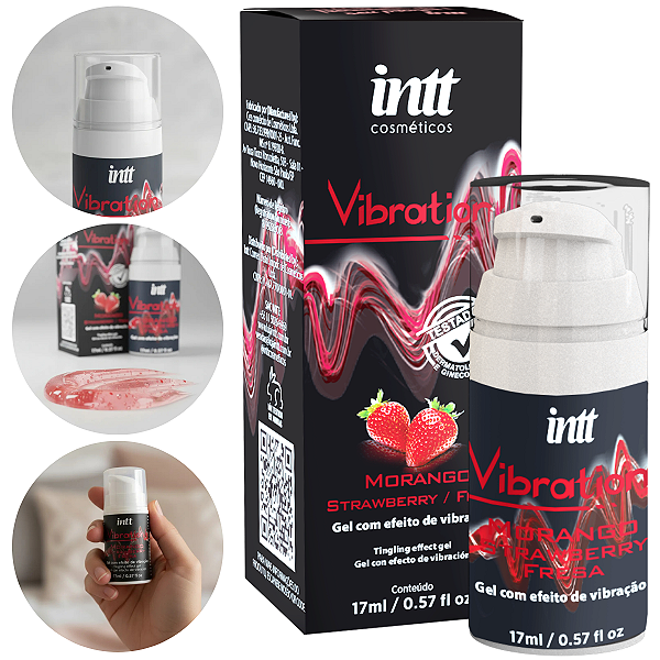 Gel Lubrificante Vibration Power Intt Vibra e Aquece Morango 17ml