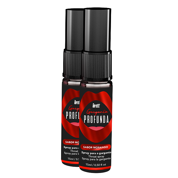 Spray Garganta Profunda Intt Morango 15ml - Kit 2 und