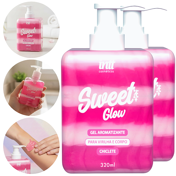 Sweet Glow Gel Hidratante Corpo Intt Sabor Chiclete 320ml - Kit 2 und