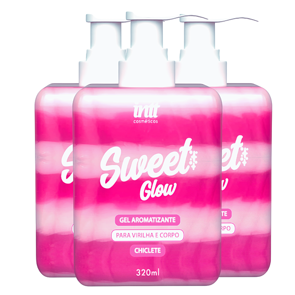Sweet Glow Gel Hidratante Corpo Intt Sabor Chiclete 320ml - Kit 3 und