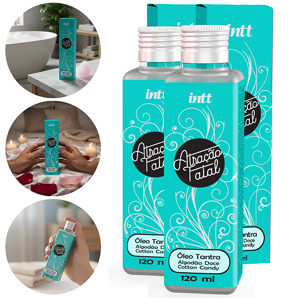 Atração Fatal Óleo Tantra Intt Algodão Doce 120ml - Kit 2 und