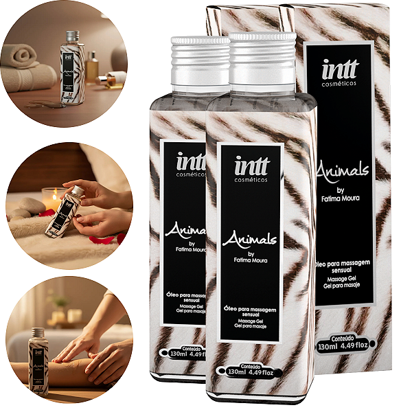 Óleo Corporal Massagem Sensual Animals Intt 150ml - Kit 2 und
