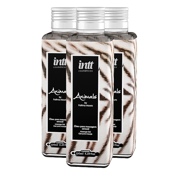 Óleo Corporal Massagem Sensual Animals Intt 150ml - Kit 3 und