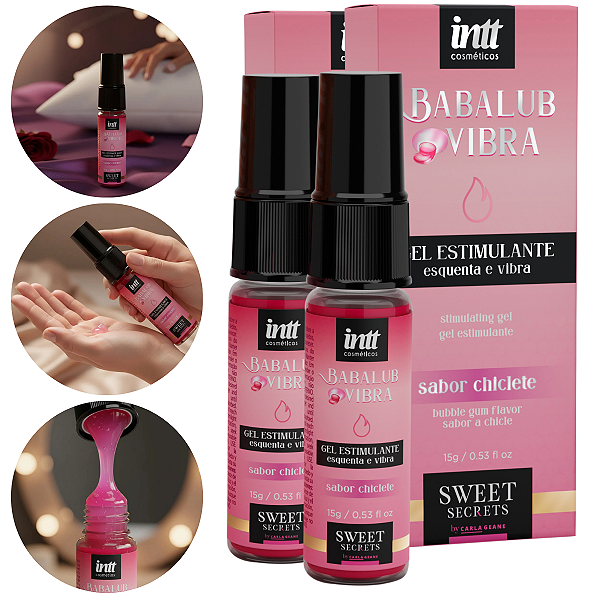 Babalub Vibra Hot Gel Estimulante Unissex Intt Chiclete 15gr - Kit 2 und