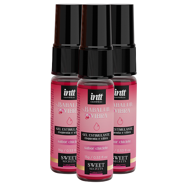 Babalub Vibra Hot Gel Estimulante Unissex Intt Chiclete 15gr - Kit 3 und