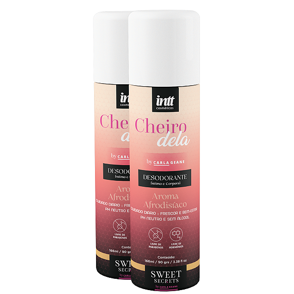 Desodorante Intimo Cheiro Dela Intt Afrodisíaco 166ml/90g - Kit 2 und