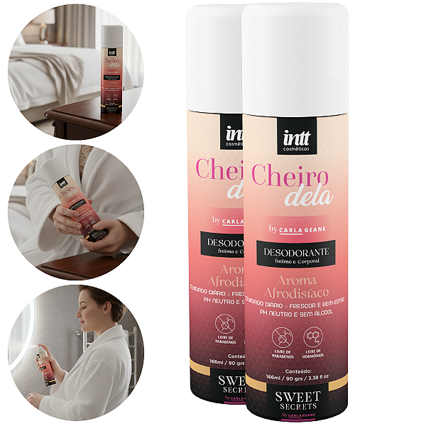 Desodorante Intimo Cheiro Dela Intt Afrodisíaco 166ml/90g - Kit 2 und