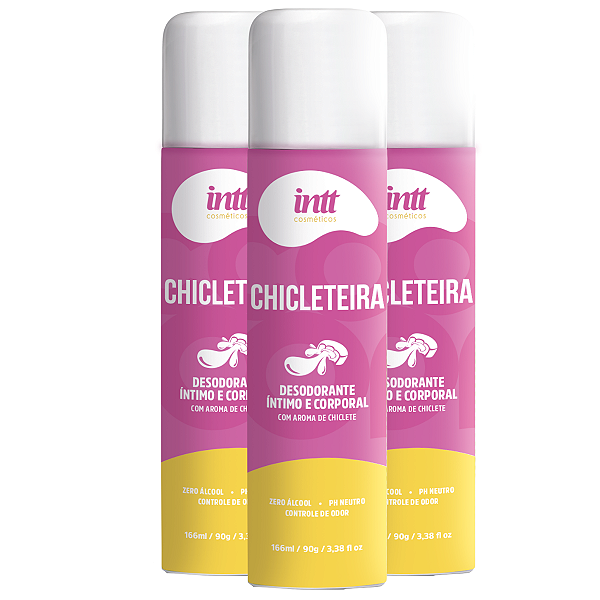 Desodorante Intimo Chicleteira Intt Aroma Chiclete 166ml/90g - Kit 3 und