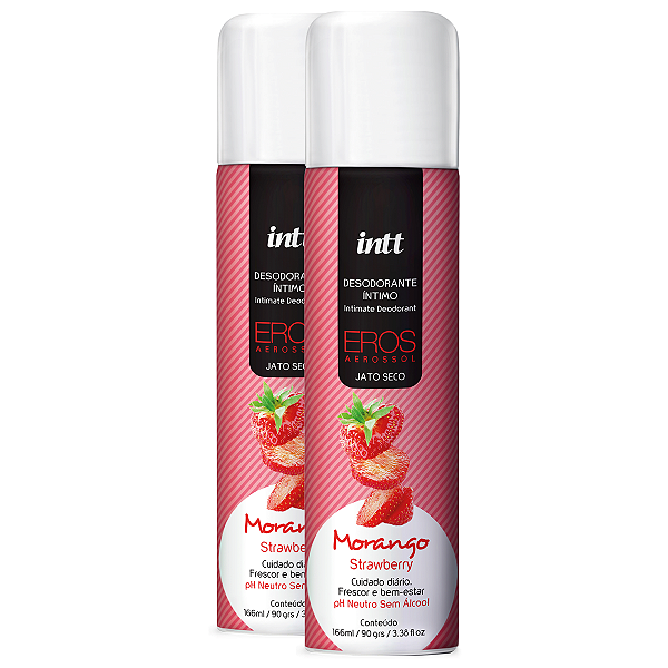 Desodorante Íntimo Eros Intt Morango 166ml/90g - kit 2 und
