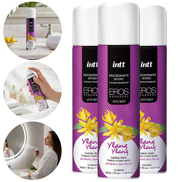 Desodorante Íntimo Eros Intt Ylang Ylang 166ml/90g - Kit 3 und