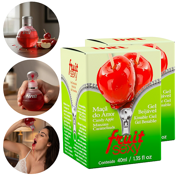 Fruit Sexy Gel Beijável Intt Sabor Maça do Amor 40ml - Kit 2 und