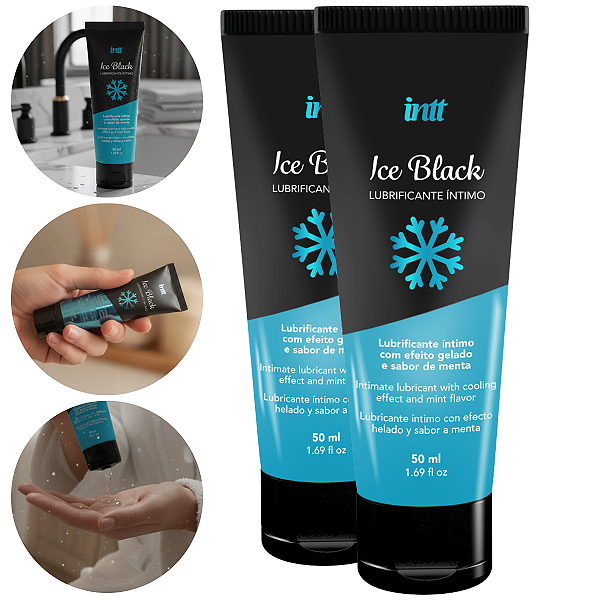 Gel Lubrificante Íntimo Ice Black Intt Sabor Menta 50ml - Kit 2 und