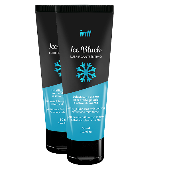 Gel Lubrificante Íntimo Ice Black Intt Sabor Menta 50ml - Kit 2 und