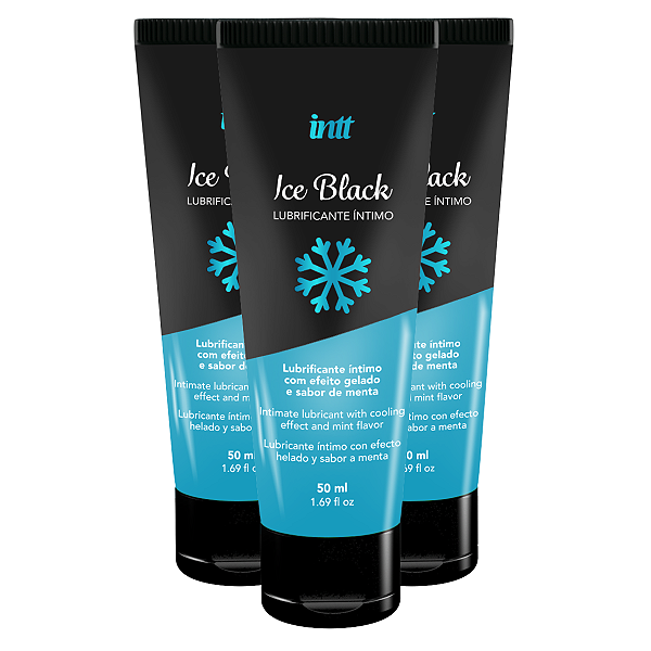 Gel Lubrificante Íntimo Ice Black Intt Sabor Menta 50ml - Kit 3 und