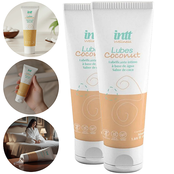 Lubes Coconut Lubrificante Íntimo Intt Sabor Coco 50ml - Kit 2 und