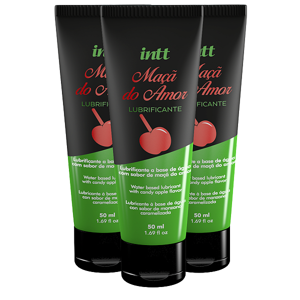 Lubrificante Maçã do Amor Intt A Base de Água 50ml - Kit 3 und