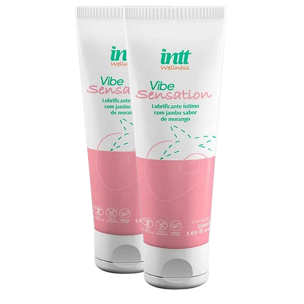 Vibe Sensation Lubrificante Íntimo Intt Sabor Morango 50ml - Kit 2 und