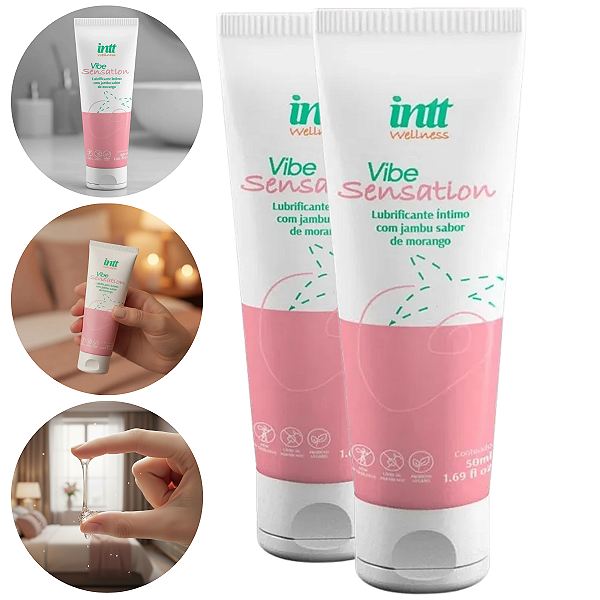 Vibe Sensation Lubrificante Íntimo Intt Sabor Morango 50ml - Kit 2 und