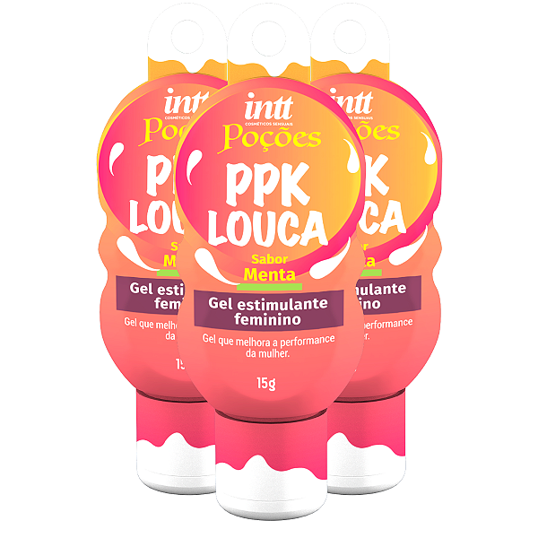 PPK Louca Gel Estimulante Feminino Intt Sabor Menta 15g - Kit 3 und